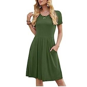NWOT DouBCQ Women's Casual Flowy Pleated Loose Dresses with Pockets
